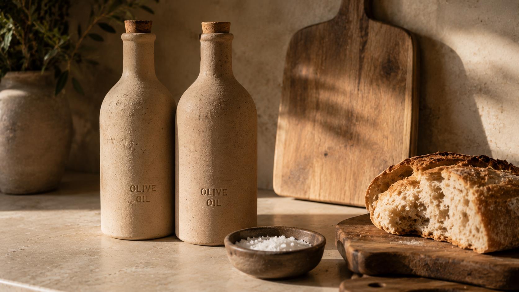 Unglazed Clay Terracotta Olive Oil Bottles & Pitchers